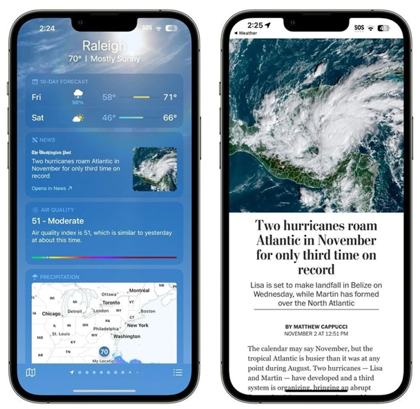 綦江苹果14维修分享iPhone 14手机如何看天气时顺带看新闻 