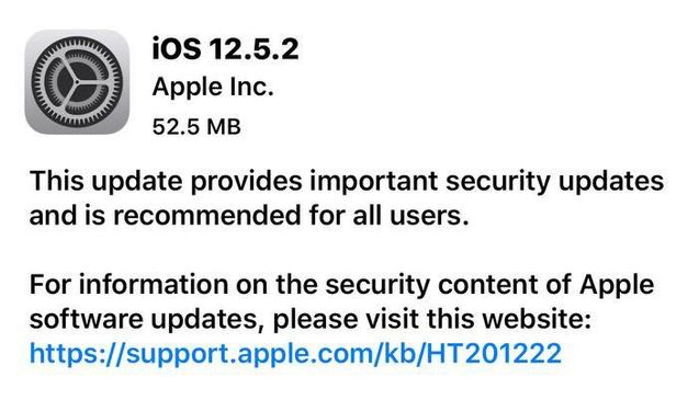 綦江苹果手机维修分享iOS12.5.2发布，建议所有老苹果用户安装 